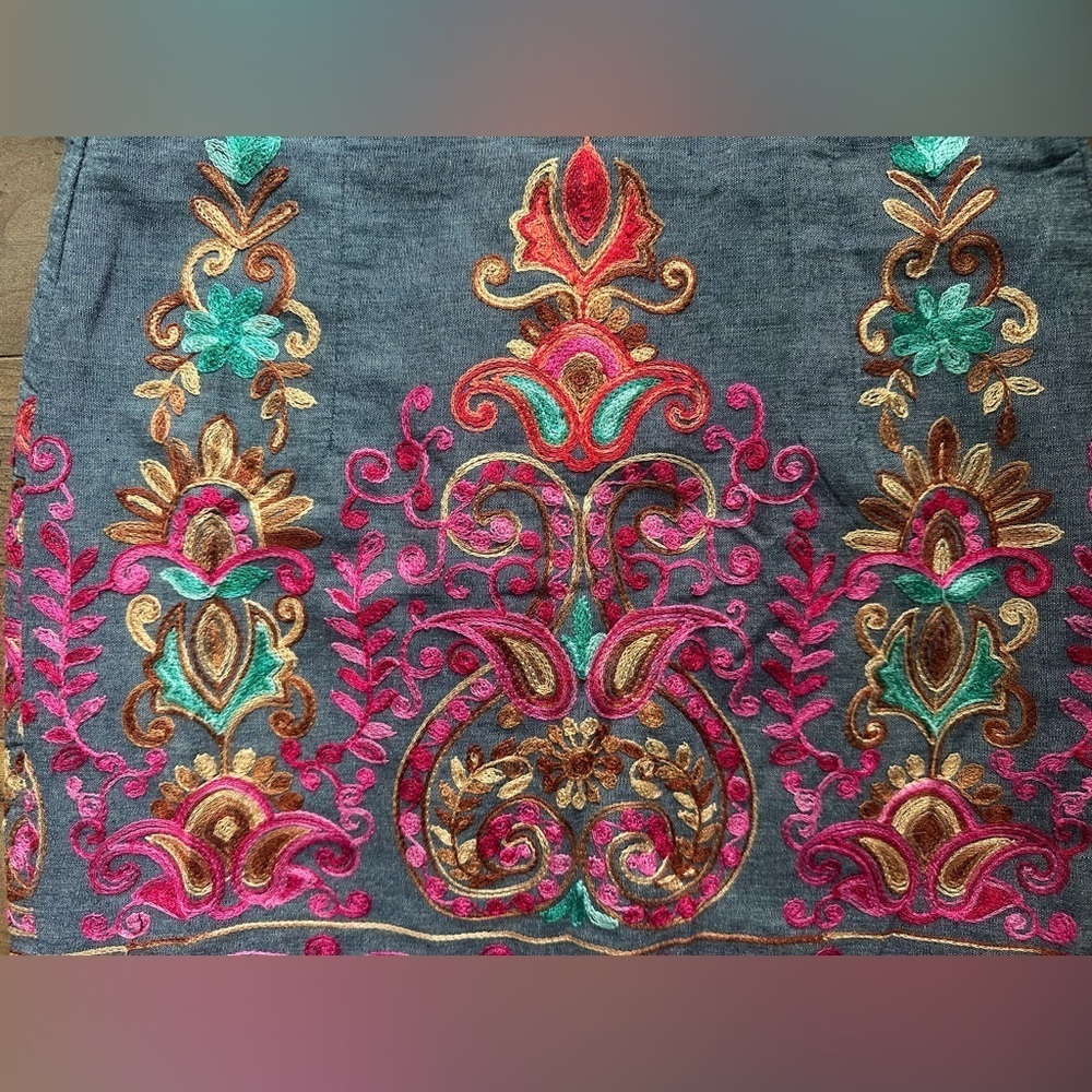 Entro Embroidered Denim Mini Skirt Boho Festival Western Anthro S - Picture 3 of 7